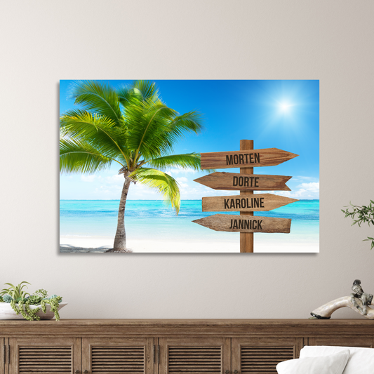 Strand og palmer farver - Personligt Lærredsprint
