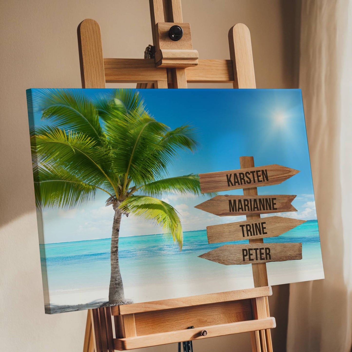 Strand og palmer farver - Personligt Lærredsprint