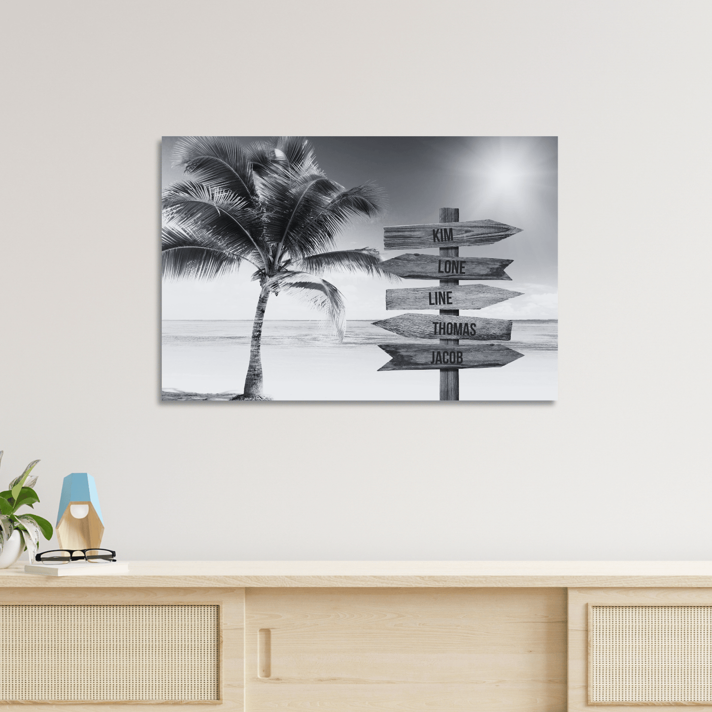 Strand og Palmer - Personligt Lærredsprint